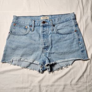 Madewell Womens 28 Relaxed Denim Shorts Frayed Blue